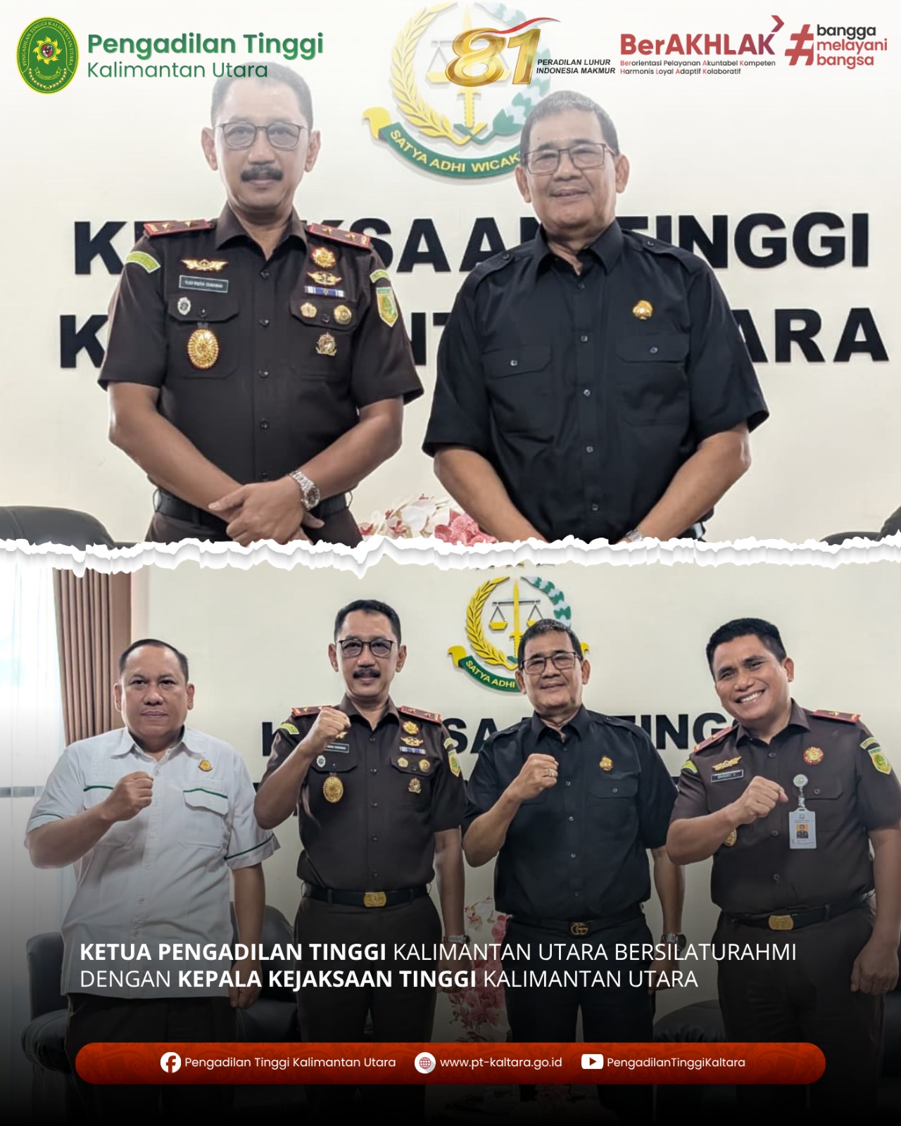 KETUA PENGADILAN TINGGI KALIMANTAN UTARA BERSILATURAHMI DENGAN KEPALA KEJAKSAAN TINGGI KALIMANTAN UTARA